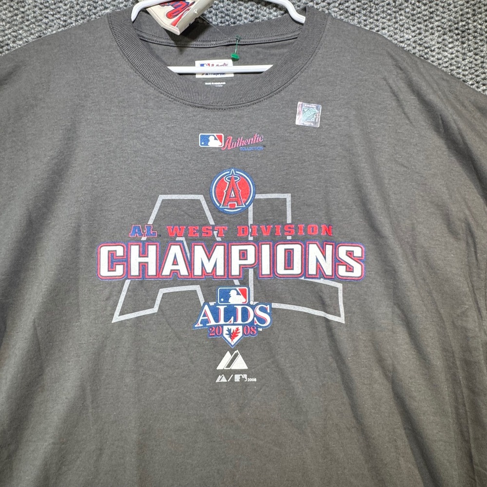 Majestic Los Angeles Angels 2008 AL West Champions Shirt XL Gray MLB ALDS NWT